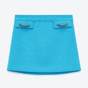 Zara Blue Tweed Mini Skirt